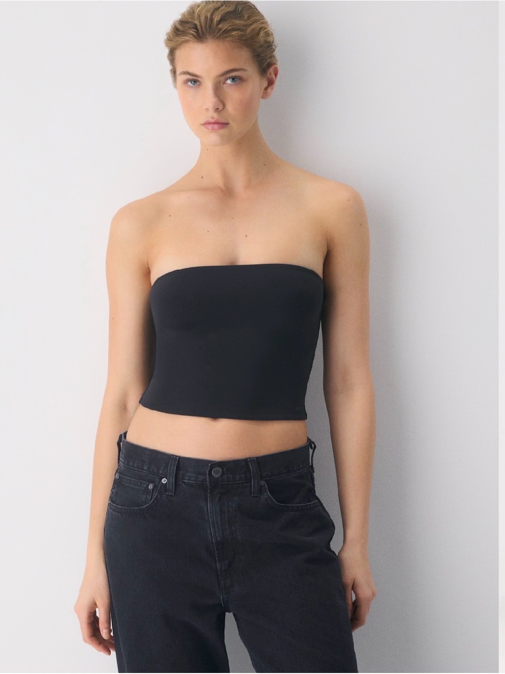 Aritzia Black Strapless Tube Crop Top